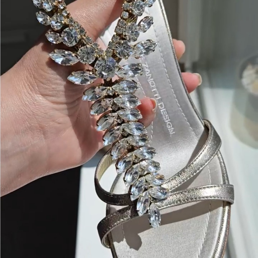 💎✨ RARE Gorgeous Giuseppe Zanotti Taupe Metallic Bejeweled Crystal Sandals - Picture 3 of 14